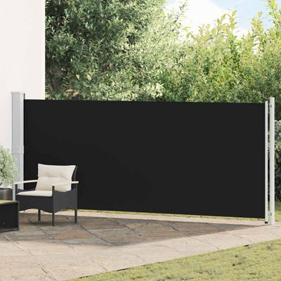 vidaXL Zaťahovacia bočná markíza na terasu 600x160 cm, čierna