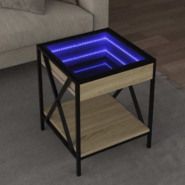 vidaXL Konferenčný stolík s nekonečnými LED dub sonoma 40x40x49 cm