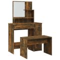 vidaXL Sada toaletného stolíka dymový dub 86,5x35x136 cm