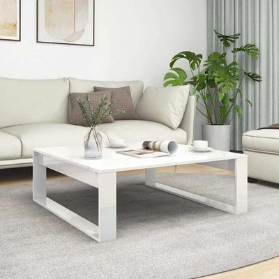 vidaXL Konferenčný stolík biely 100x100x35 cm vysoký lesk drevotrieska