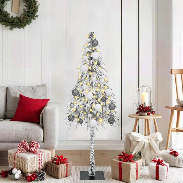 vidaXL Vianočný stromček s 150 LED-i Biela 120 cm PE a oceľ