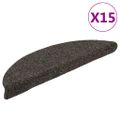 vidaXL Schodové rohože, samolepiace, 15 ks, 56x17x3 cm, antracitové, polkruhové
