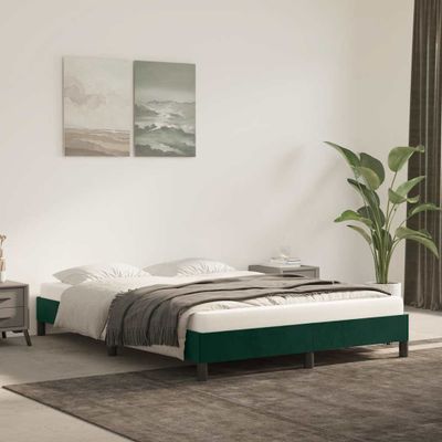 vidaXL Posteľ bez matraca tmavozelený 140x190 cm zamat
