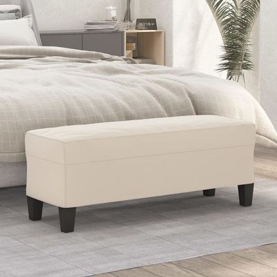 vidaXL Lavica krémová 100x35x41 cm látka z mikrovlákna