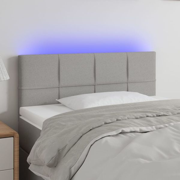 vidaXL Čelo postele s LED bledosivé 100x5x78/88 cm látka