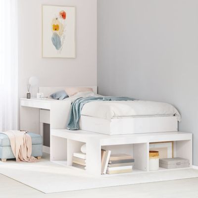 vidaXL Nočný stolík s písacím stolom biely 232x122x75 cm masívne borovicové drevo