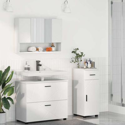 vidaXL Sada kúpeľňového nábytku 3 pcs Biela Spracované drevo a kov