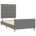 vidaXL Posteľný rám s čelom tmavosivý 90x200 cm látka