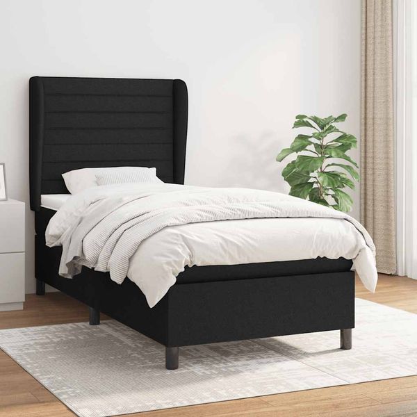 vidaXL Boxspring posteľ s matracom čierna 100x200 cm látka