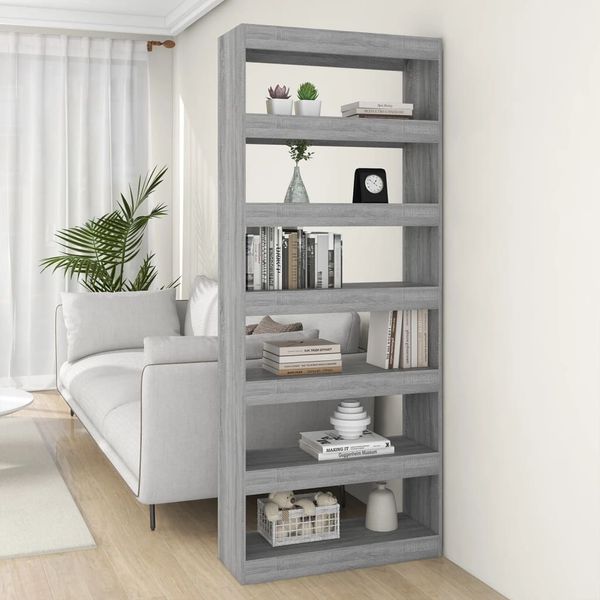 vidaXL Knižnica/deliaca stena sivá sonoma 80x30x198cm kompozitné drevo