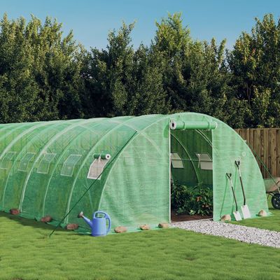 vidaXL Fóliovník s oceľovým rámom zelený 64 m² 16x4x2 m