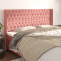 vidaXL Čelo postele so záhybmi ružový 183x16x118/128 cm zamat