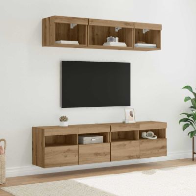 vidaXL TV nástenné jednotky s LED 5 pcs Remeselný dub 80 x 30 x 40 cm