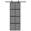 vidaXL Posuvné dvere s kovaním čierne 76x205 cm tvrdené sklo