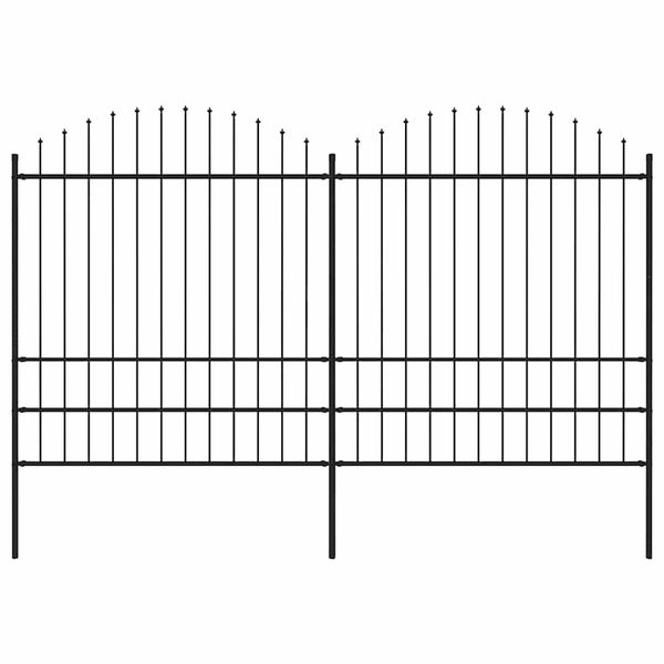 vidaXL Záhradný plot s vrchnou časťou z ocele 359x200 cm čierny