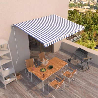vidaXL Automatická zaťahovacia markíza 450x300 cm modro-biela