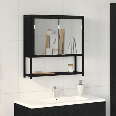 vidaXL Zrkadlová skrinka Čierny dub 60 x 16 x 60 cm Kompozitné drevo