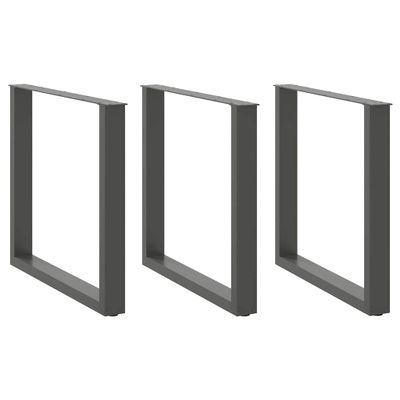 vidaXL Nohy k jedálenskému stolu v tvare U, 3 ks, antracitové, 80 x (72-73) cm, oceľ
