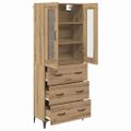 vidaXL Highboard Remeselný dub 69,5 x 34 x 180 cm Kompozitné drevo