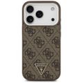Puzdro Guess Case Magsafe 4G PU Leather s trojuholníkovým logom a strieborným kovovým rámom fotoaparátu pre iPhone 17 Pro Hnedá