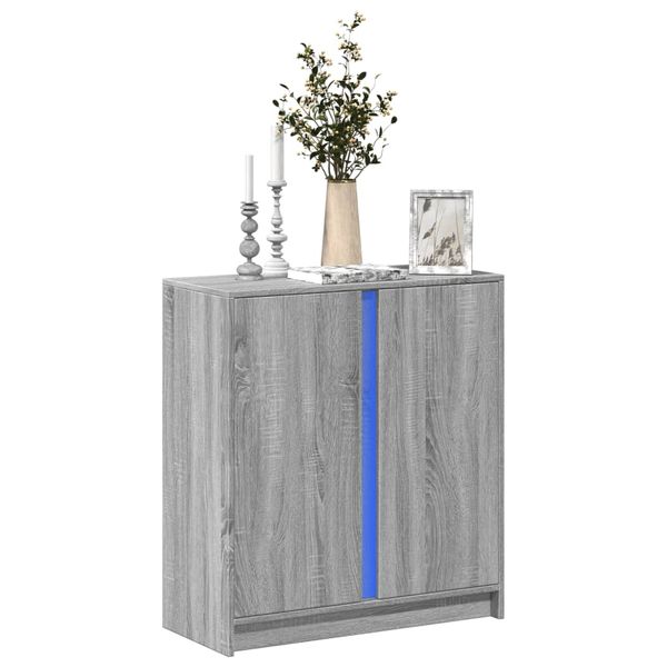 vidaXL Komoda s LED sivý dub sonoma 77x34x85 cm kompozitné drevo