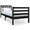 vidaXL Posteľný rám čierny 75x190 cm malé jednolôžko masívne drevo
