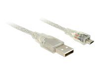 Kábel USB - Micro USB typ B (M) do USB (M) - USB 2.0 - 50 cm - priehľadný