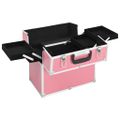 vidaXL Kufrík na make-up ružový 38x23x34 cm hliníkový