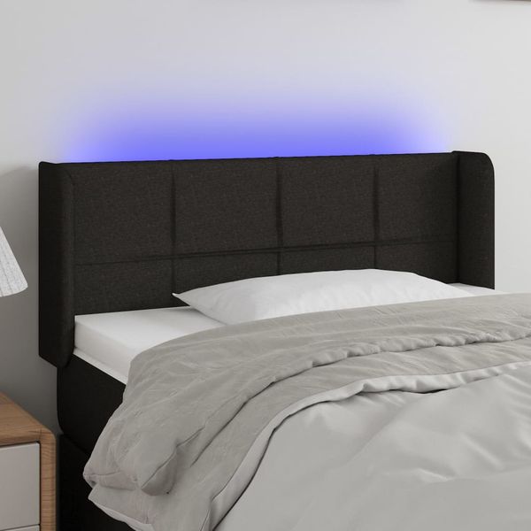 vidaXL Čelo postele s LED čierne 103x16x78/88 cm látka