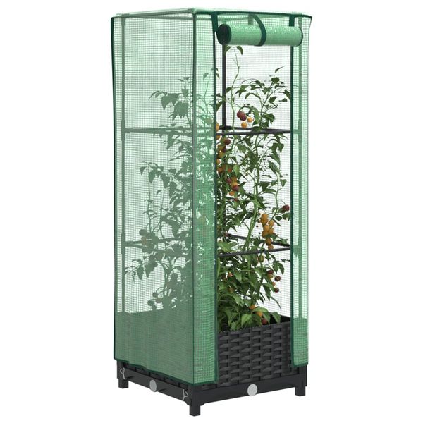 vidaXL Záhon s krytom na skleník ratanový vzhľad 40x40x123 cm