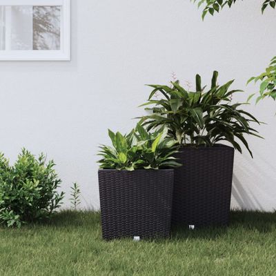vidaXL Kvetináč s vyberateľnou vložkou antracitový 21 / 32 l PP Rattan