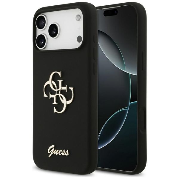 Guess Silicone Big 4G Script puzdro na iPhone 17 Pro Max čierna