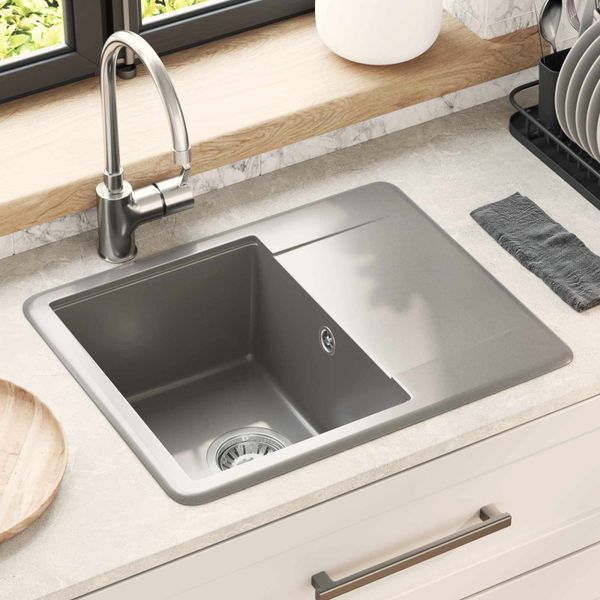 vidaXL Drez Sivá 560 x 460 mm 80% Kvárc a 20% Živica