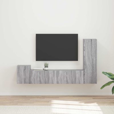 vidaXL Zostava TV skriniek Nástenný 4 pcs Sivý Sonoma Kompozitné drevo