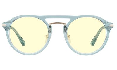 GUNNAR kancelárske/herné okuliare WORLD OF WARCRAFT, ALLIANCE EDITION BLUE CRYSTAL * jantárové sklá * BLF 65 * GUNNAR focu Okuliare, kancelárske, herné, modro-zlaté obrúčky, jantárové sklá