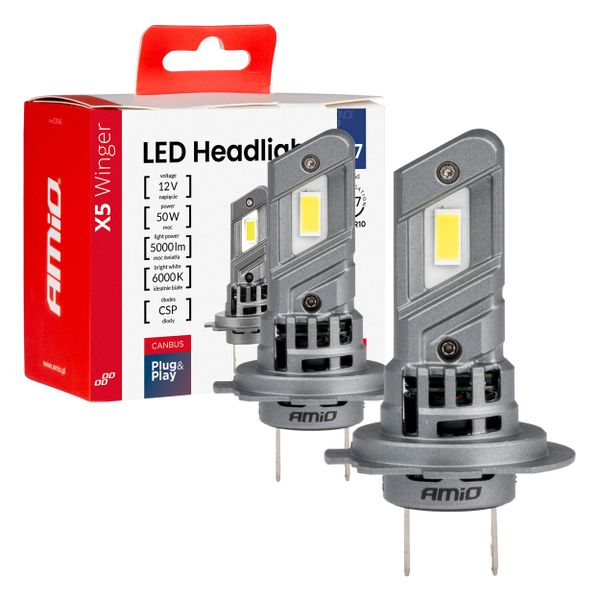LED žiarovky X5-series WINGER H7 H18 6000K max 50W AMIO-03946