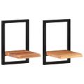 vidaXL Nástenné police 2 ks 25x25x35 cm akáciový masív a oceľ