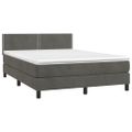 vidaXL Posteľný rám boxspring s matracom tmavosivý 140x190 cm zamat