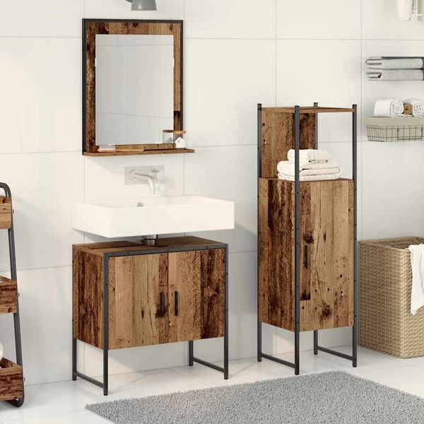 vidaXL Sada kúpeľňového nábytku Nástenný 3 pcs Hnedá Kompozitné drevo