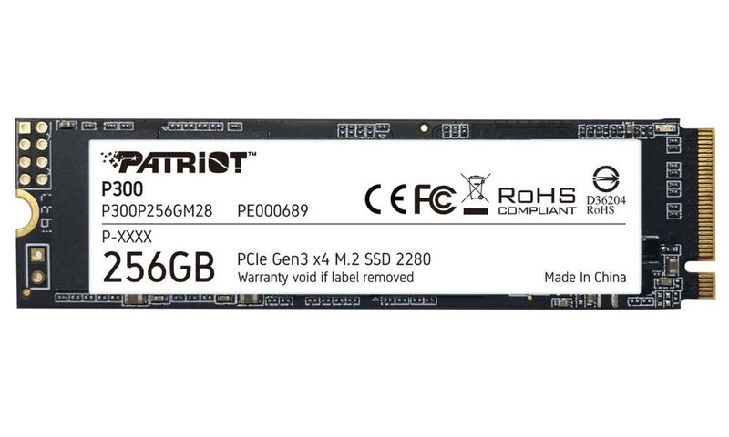 PATRIOT P300 256GB SSD / Interný / M.2 PCIe Gen3 x4 NVMe 1.3 / 2280 SSD disk, interný, 256GB, M.2 2280, PCIe Gen3 x4, NVMe 1.3