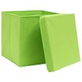 vidaXL Úložné boxy s vekom 4 ks, 28x28x28 cm, zelené