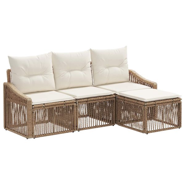 vidaXL Súprava záhradných pohoviek 4 pcs Béžová polyratan