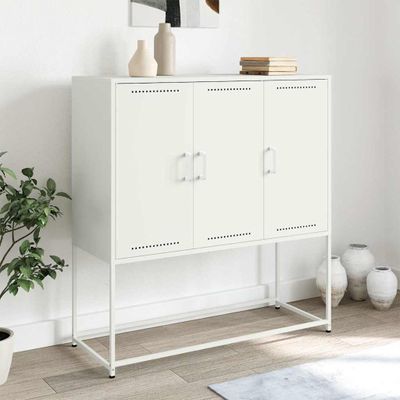 vidaXL Vysoká skrinka biela 100,5x39x107 cm oceľ