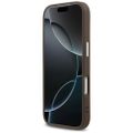 Puzdro Guess Case Magsafe 4G PU Leather s trojuholníkovým logom a strieborným kovovým rámom fotoaparátu pre iPhone 17 Pro Hnedá