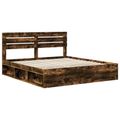 vidaXL Rám postele Dymová dub 200 x 200 cm Masívne borovicové drevo
