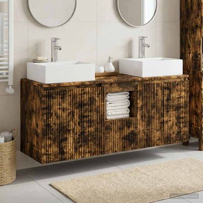 vidaXL Set kabinetov do kúpeľne 3 ks Dymový dub 49,5 x 41 x 62,5 cm