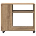 vidaXL Príručný stolík+kolieska, dub artisan 70x35x60 cm