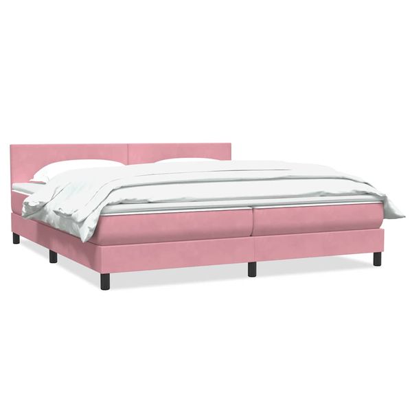 vidaXL Posteľný rám boxsping s matracom ružový 200x220 cm zamat