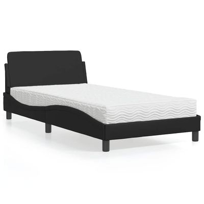 vidaXL Posteľ s matracom Dover čierna 100x200 cm umelá koža