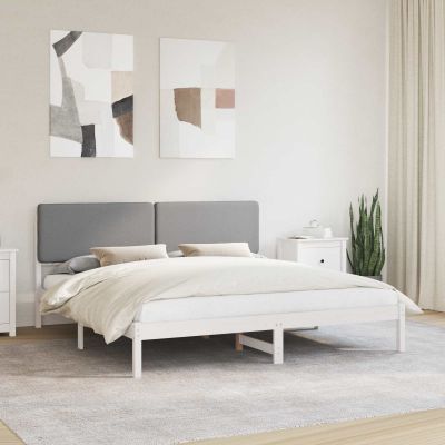 vidaXL Rám postele s čalúneným čelom Svetlosivá 200 x 200 cm